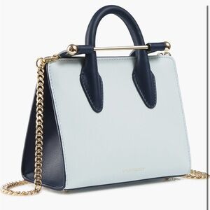 Strathberry Nano Bi-Color Leather Tote (Color: BLUE)